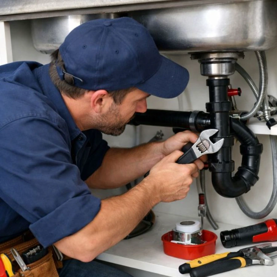 Appliance repair technician fixing refrigerator in Huntsville, AL Appliance repair technician fixing refrigerator in Huntsville, AL